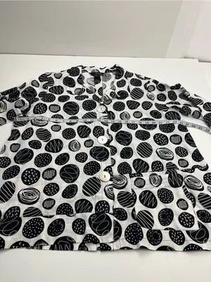 Ali Miles 100% Linen Black White Polka Dot Button Front Jacket Top Womens 1X thumbnail 6