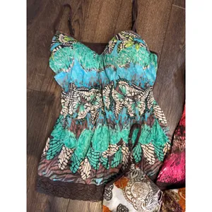 vintage Y2K butterfly medallion snake print XL camisole tank top lace trim x3 thumbnail 2