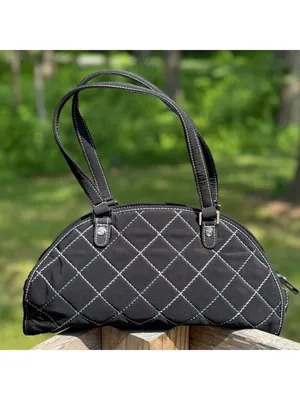 Vera Bradley Sausalito Quilted Handbag in Black Microfiber & Blue Stitch Detail thumbnail 2