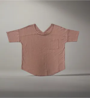 👚 Pink Rose Short Sleeve Waffle Knit Top w/ Pocket thumbnail 2