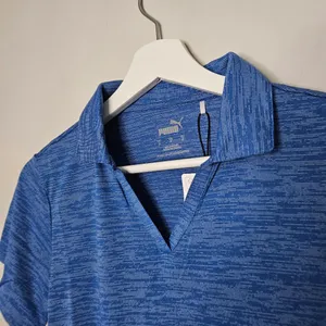 NWT Puma Shirt Golf Womens Icon Heather Polo Lapis Blue Short Sleeve Small Vneck thumbnail 4