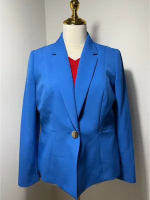 Kasper Women's Blue Tailored Blazer Single-Button Closure Size Unknown thumbnail 1
