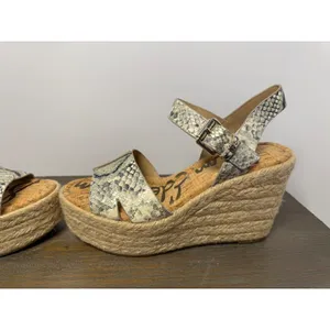 Sam Edelman Maura Snakeskin Espadrille Platform 4" Wedge Sandals Size 8.5 thumbnail 4