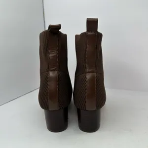 Joie Brown Ribbed Sock Knit Ankle Boots Sz 8 Block Heel Sweater Bootie Chic thumbnail 4
