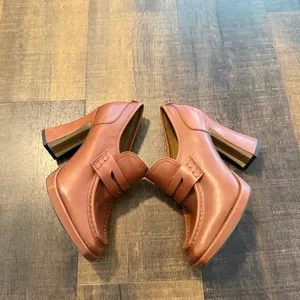 Sam Edelman Leather Block Heel Loafers Size 8 thumbnail 4