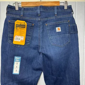 Carhartt Rugged Flex Relaxed Mid‎ Rise Fit Dark Blue Straight Leg Jeans Size 8T thumbnail 5