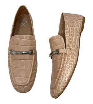 Vince Camuto Perenna Croc Embossed Nude Leather Loafers Size 8.5 thumbnail 1
