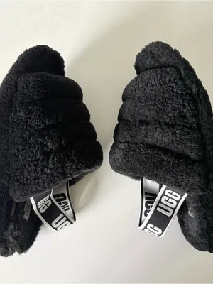 UGG Fluff Yeah Slide Women's Sheepskin Slipper Sandals Black Size 9 thumbnail 9
