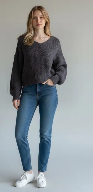 Abercrombie & Fitch Gray Open Knit Long Sleeve Pullover V-Neck Sweater Size S thumbnail 1