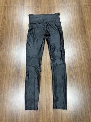 SPANX Black Faux Leather Moto Leggings High Rise Shaping thumbnail 2