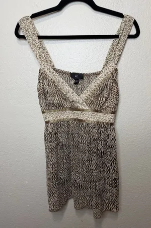 Y2K IZ Byer California Empire Waist Boho Tank Blouse Brown Tagged XL Fits Small thumbnail 1