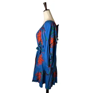 Ro's Garden Vera‎ Dress Women Medium Blue Barcelona Floral NWT Mini Ruffle Boho thumbnail 3