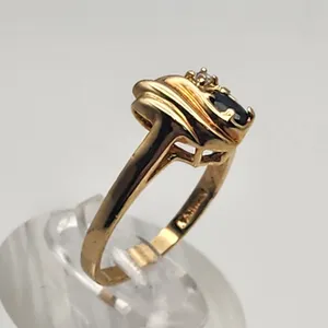 Vintage Gold Tone Sapphire & Cubic Zirconia Ring (7.25) thumbnail 3