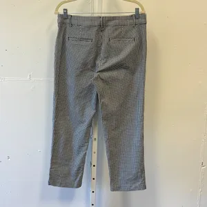 LOFT The Riviera Slim Gingham Houndstooth Pants Black White Check Cropped Size 8 thumbnail 2