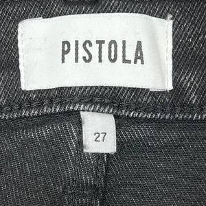 Pistola Cassie Crop Straight Jeans 27" Black Box Super High Rise Creased Denim‎ thumbnail 3