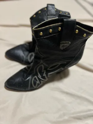 Leather western ankle boots Black Size 11 thumbnail 4