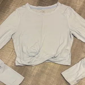 aerie twist front cropped long sleeve tee thumbnail 1