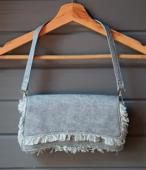 Amazon Fringed Faux Denim Shoulder Bag thumbnail 1