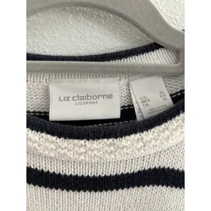 Vintage Sweater Womens XL‎ White Blue Cotton USA Patriotic Chunky Fisherman 90s thumbnail 3