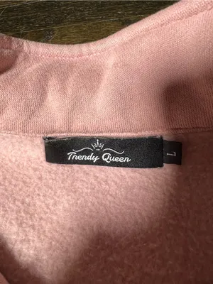 Trendy Queen Pink Quarter-Zip Fleece Mock Neck Sweatshirt Large thumbnail 6