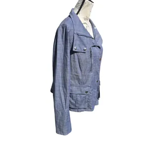 White House Black‎ Market -961 WHBM Chambray Moto Jacket Womens 14 thumbnail 3