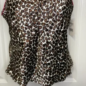 NWT Vintage Y2K Kathryn Leopard Camisole Top Tan Black Ivory Wet Pink Trim Small thumbnail 4