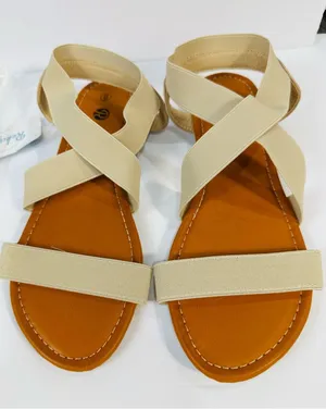 Neutral Crisscross Elastic Sandals for Women thumbnail 1