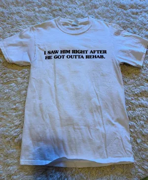 John Mulaney White Graphic Tee - I Saw Him Right After He Got Outta Rehab thumbnail 1