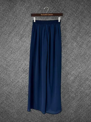 Papaya Navy Blue High Waist Wide Leg Tie Waist Pants thumbnail 8