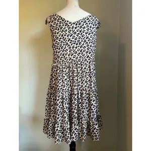 Simply Southern Leopard Print Tiered Ruffle Tie Mini Dress XL Tan Black boho Y2K thumbnail 4