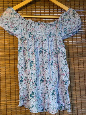 Vintage Nolita Floral Semi Sheer Crinkle Peasant Top S Cottagecore thumbnail 4
