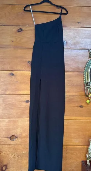 Lulus Keeper of My Heart Black One-Shoulder Maxi Dress Formal Holiday Size L thumbnail 4