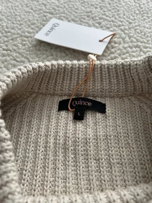 Quince Organic Cotton Fisherman Crew Neck Sweater Speckled Beige Size L thumbnail 10