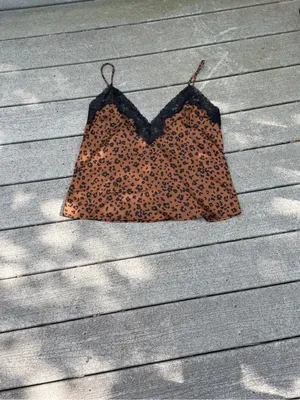 Auden Brown Leopard-Print Lace Trim Cami & Short Set thumbnail 5