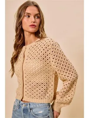 SO‎ ME Open Knitted Button Down Cardigan Sweater Top thumbnail 5
