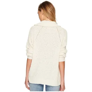 Free People Cream Ivory By Your Side Cowl Neck Sweater Oversized Women’s Large thumbnail 2