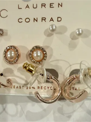 $32 LC Lauren Conrad gold silver hoop bundle set stud cute preppy gift set thumbnail 3