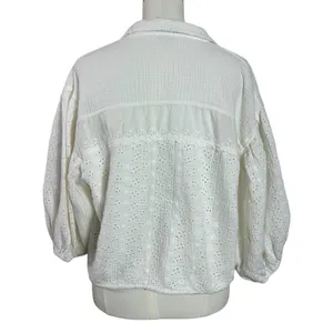 Free People Ethereal Eyelet Lace Gauze Cottage Full Bloom Shirt in White Small thumbnail 6