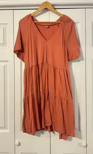 Old Navy Coral Tiered V-Neck Women's Dress, Size XL thumbnail 1