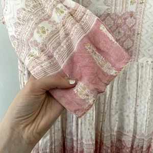 Avaasa pink‎ and white modest 3/4 sleeved lightweight dress women size medium thumbnail 4