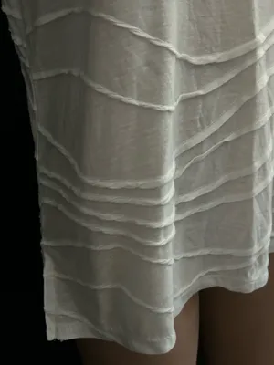 Simply Vera Vera Wang White Sleeveless Wave-Detail Sleeveless Blouse Tank Top LG thumbnail 6