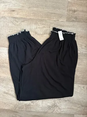 NWT Aerie Pointelle Balloon Pajama Pant in Black Sz XS thumbnail 2