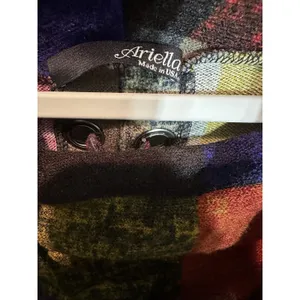Ariella Sweater Multicolor Check~Lace Up Back~Cowl Neck Artsy Colorful Medium thumbnail 3