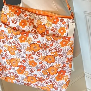 SASHA Handbags NY Large Tote Shoulder Overnight Orange White Floral Purse Womens thumbnail 9