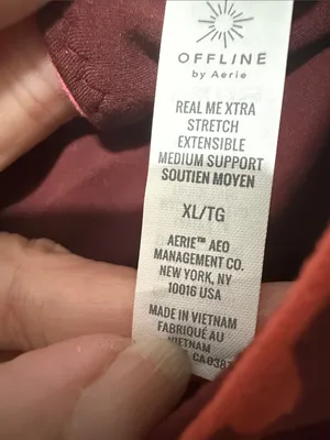 NWOT Offline by Aerie Red & Pink Patterned Crop Bralette Size XL thumbnail 10