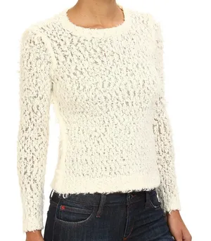 Free People‎ Cozy Cream Textured Sweater Size Large EUC thumbnail 1