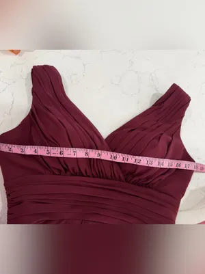 Bill Levkoff Burgundy V‑Neck Pleated Waist Maxi Dress thumbnail 6