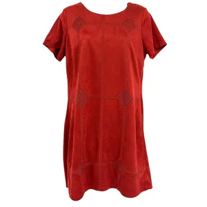 Skies are Blue Faux Suede Shift Dress Sz M Boho 70s Inspired Festival Lagenlook thumbnail 2