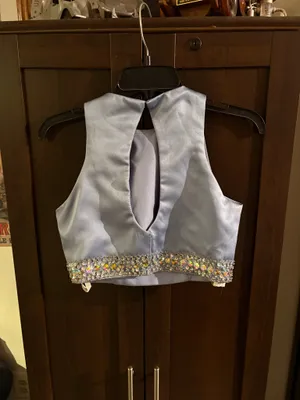Blue jeweled homecoming two piece dress thumbnail 6