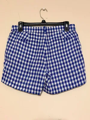 Women's J. Crew Blue White Plaid Linen Blend 5" Bermuda Shorts Size 4 thumbnail 2